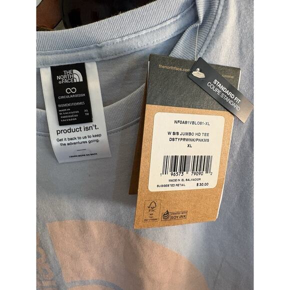The North Face Women's Plus Pink Half Dome Short Sleeve Light Blue Tee Size XL - Picture 3 of 3